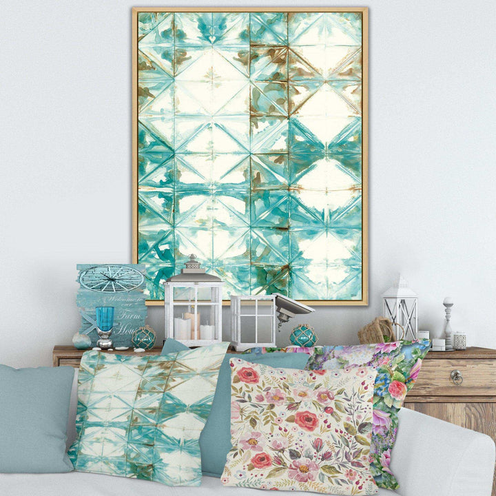 Turquoise Watercolor geometrical IV - Mid-Century Modern Wall Art Prints