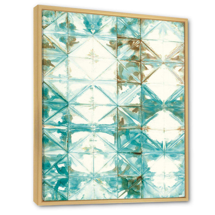 Turquoise Watercolor geometrical IV - Mid-Century Modern Wall Art Prints