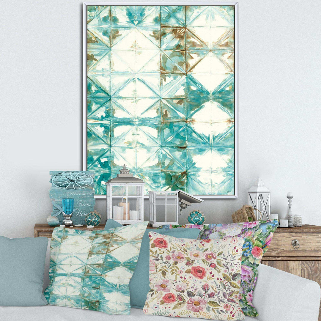 Turquoise Watercolor geometrical IV - Mid-Century Modern Wall Art Prints
