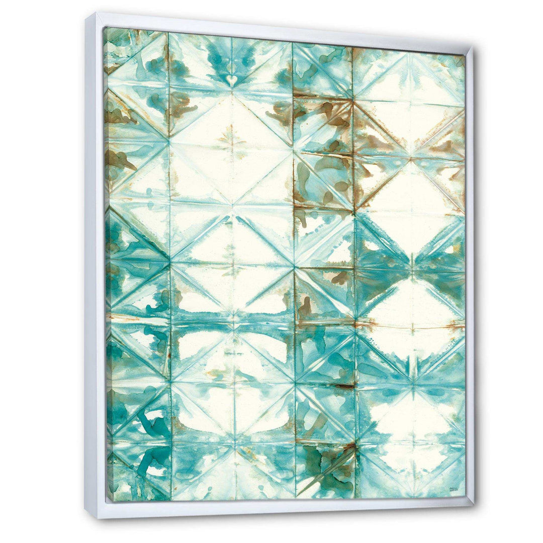 Turquoise Watercolor geometrical IV - Mid-Century Modern Wall Art Prints