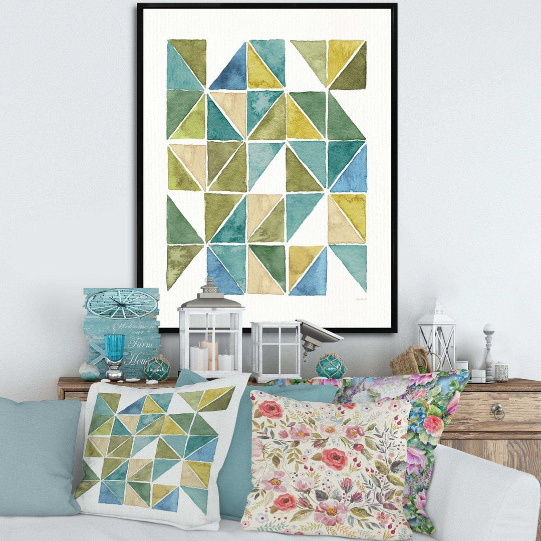 geometric Green Triangle I - Mid-Century Modern Bedroom Wall Art