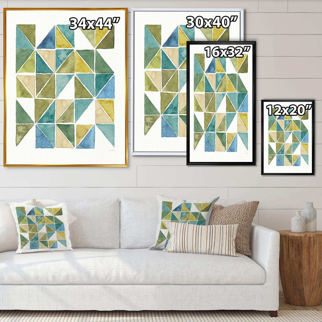 geometric Green Triangle I - Mid-Century Modern Bedroom Wall Art