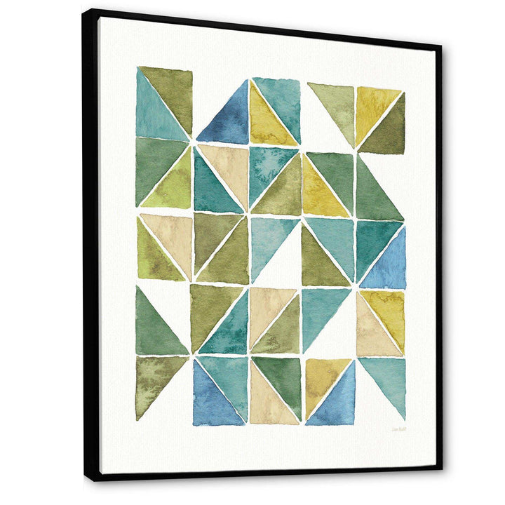 geometric Green Triangle I - Mid-Century Modern Bedroom Wall Art