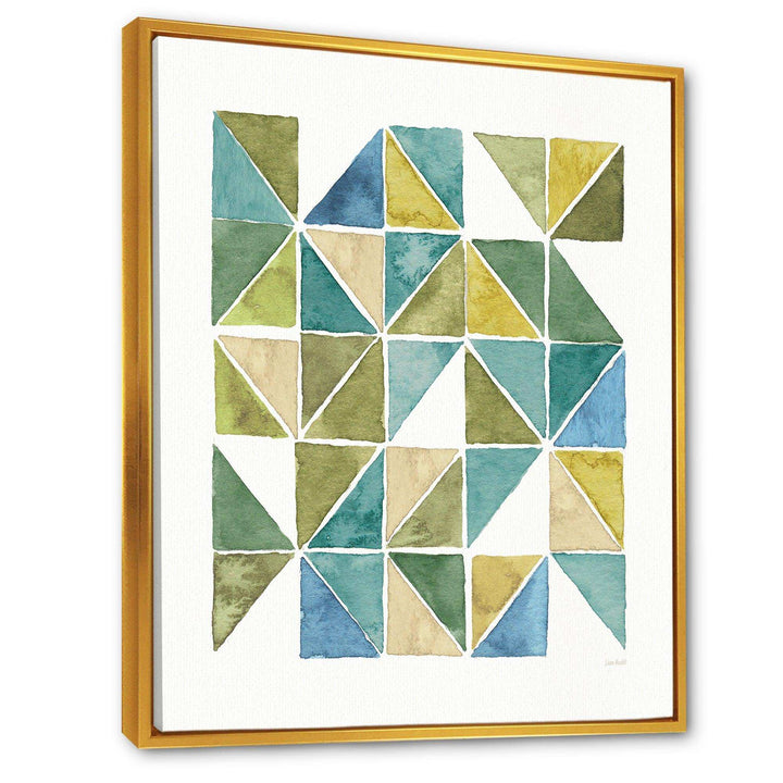 geometric Green Triangle I - Mid-Century Modern Bedroom Wall Art