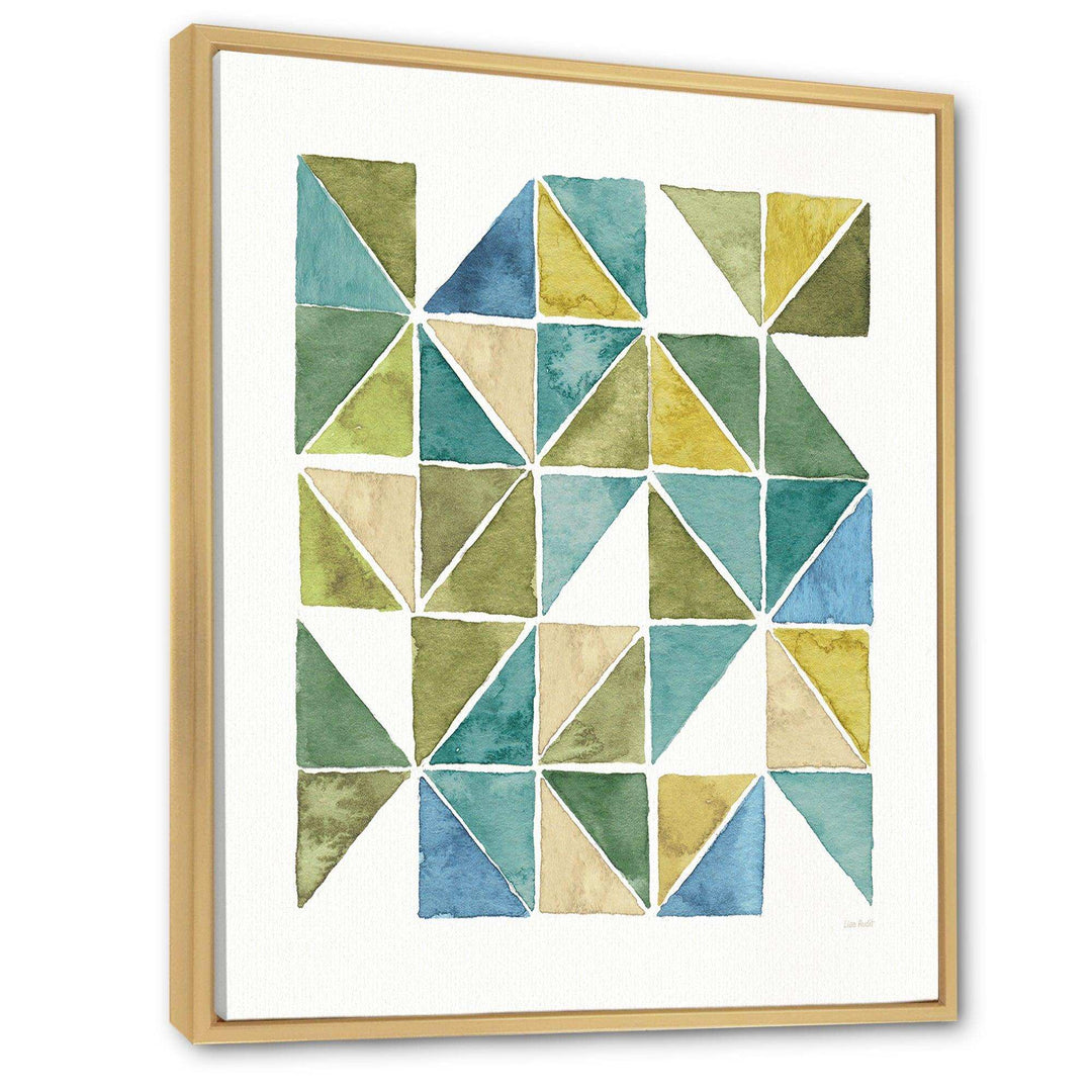 geometric Green Triangle I - Mid-Century Modern Bedroom Wall Art