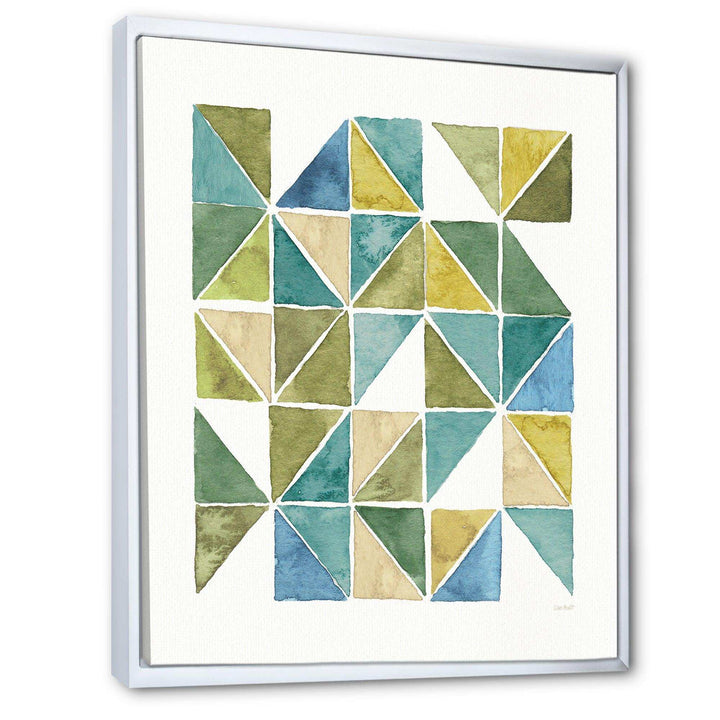 geometric Green Triangle I - Mid-Century Modern Bedroom Wall Art