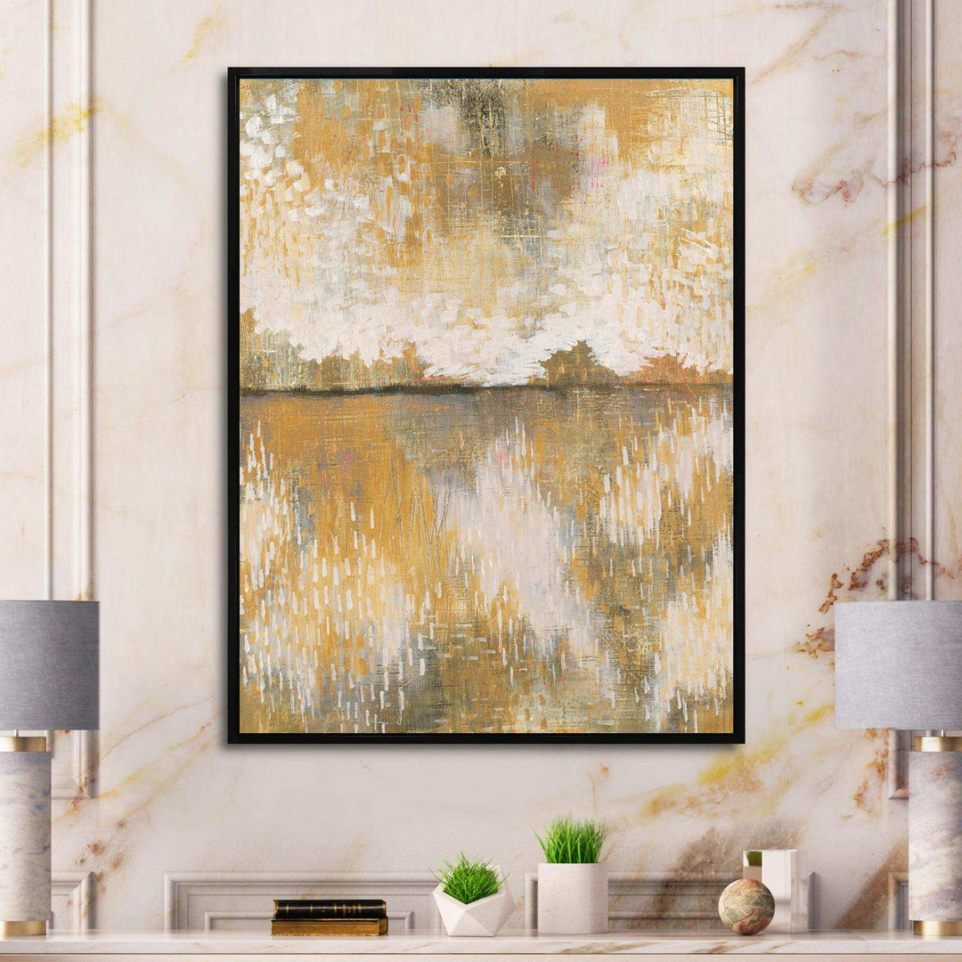 Glam Cream and Brown Curious Sky - Modern Living Room Wall Decor