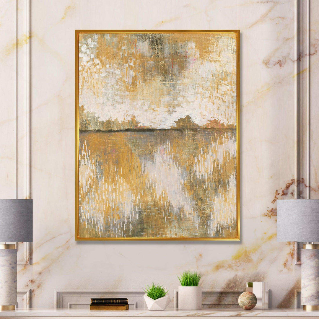 Glam Cream and Brown Curious Sky - Modern Living Room Wall Decor
