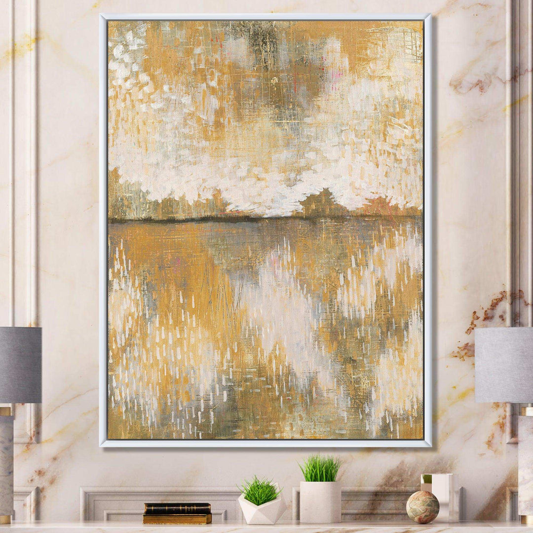Glam Cream and Brown Curious Sky - Modern Living Room Wall Decor