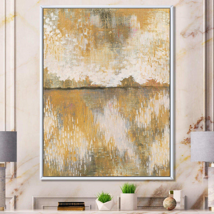 Glam Cream and Brown Curious Sky - Modern Living Room Wall Decor