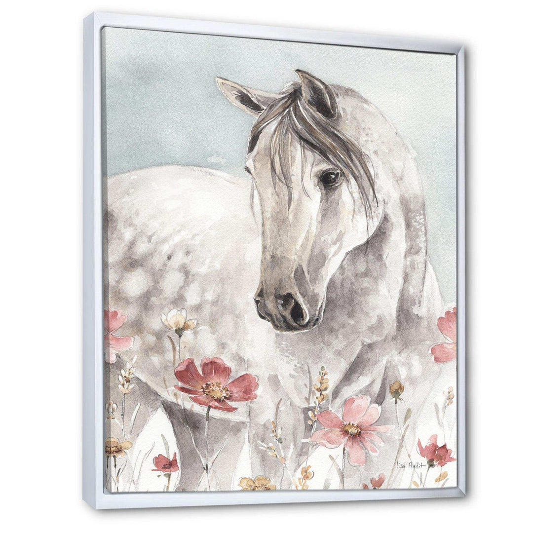 watercolors Pink Wild Horses II - Traditional Living Room Wall Decor
