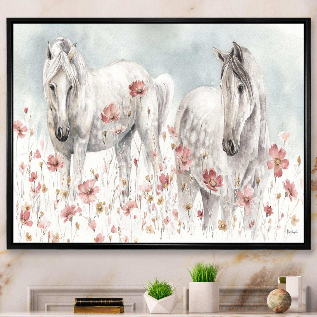 watercolors Pink Wild Horses