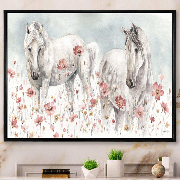 watercolors Pink Wild Horses