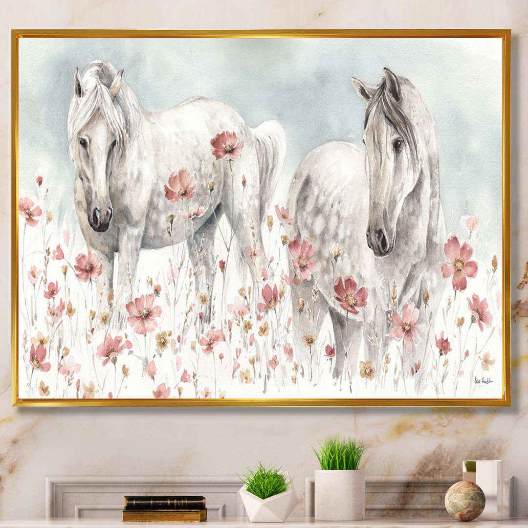 watercolors Pink Wild Horses