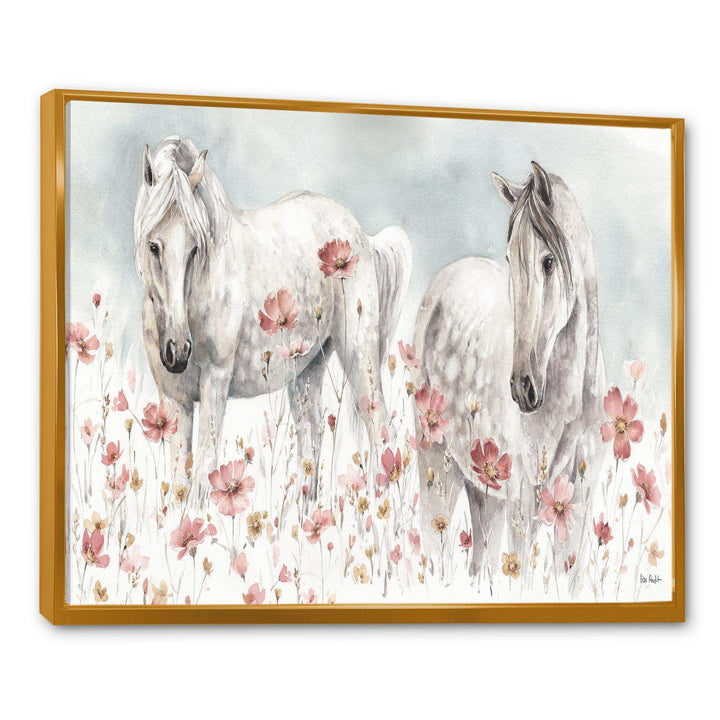 watercolors Pink Wild Horses