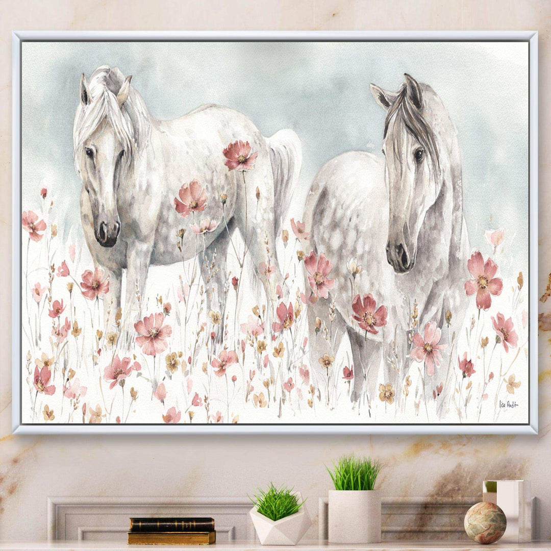 watercolors Pink Wild Horses