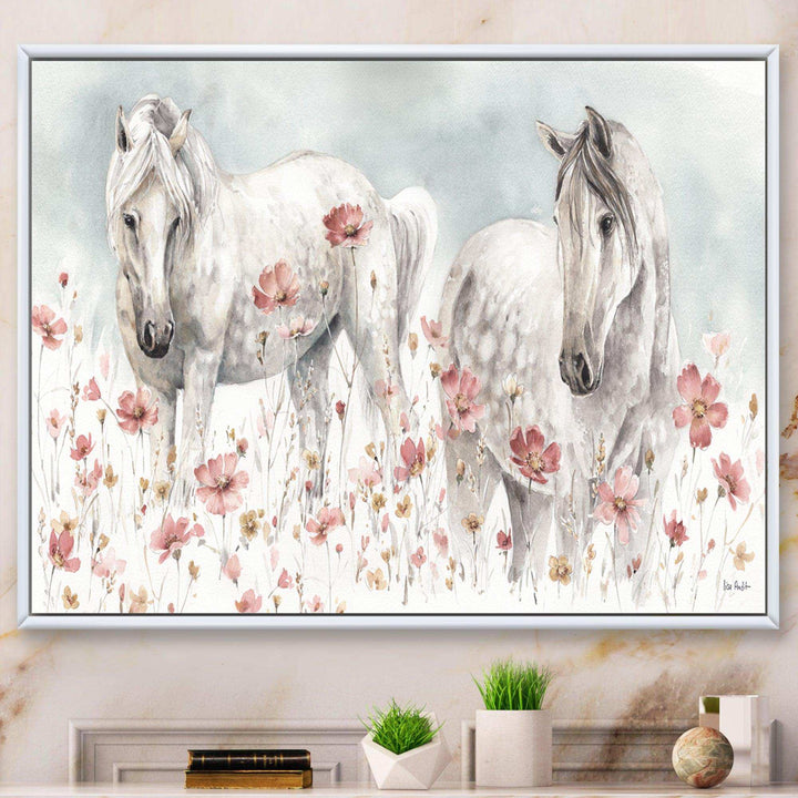 watercolors Pink Wild Horses