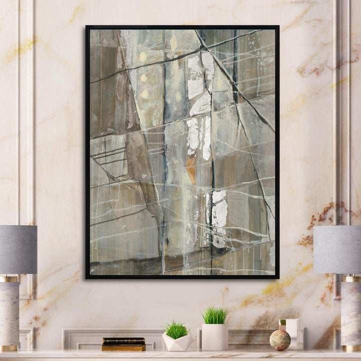 Grey Silver Geometric Composition - Modern Living Room Wall Decor