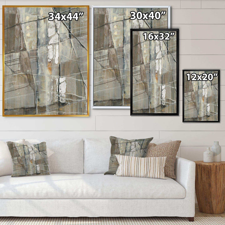Grey Silver Geometric Composition - Modern Living Room Wall Decor