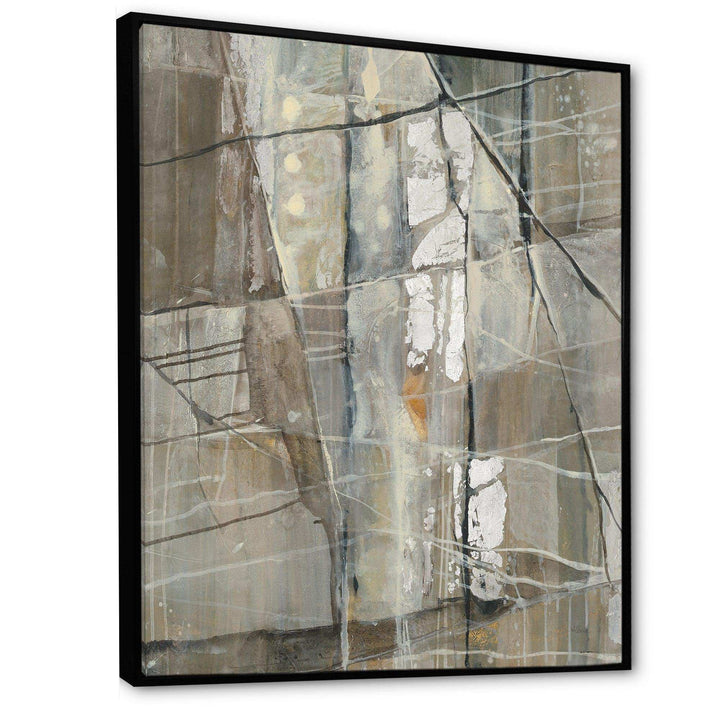 Grey Silver Geometric Composition - Modern Living Room Wall Decor