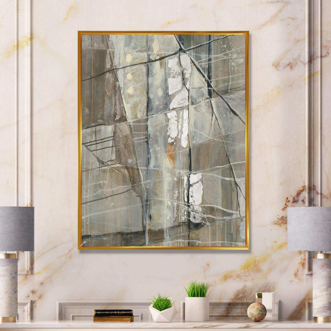 Grey Silver Geometric Composition - Modern Living Room Wall Decor