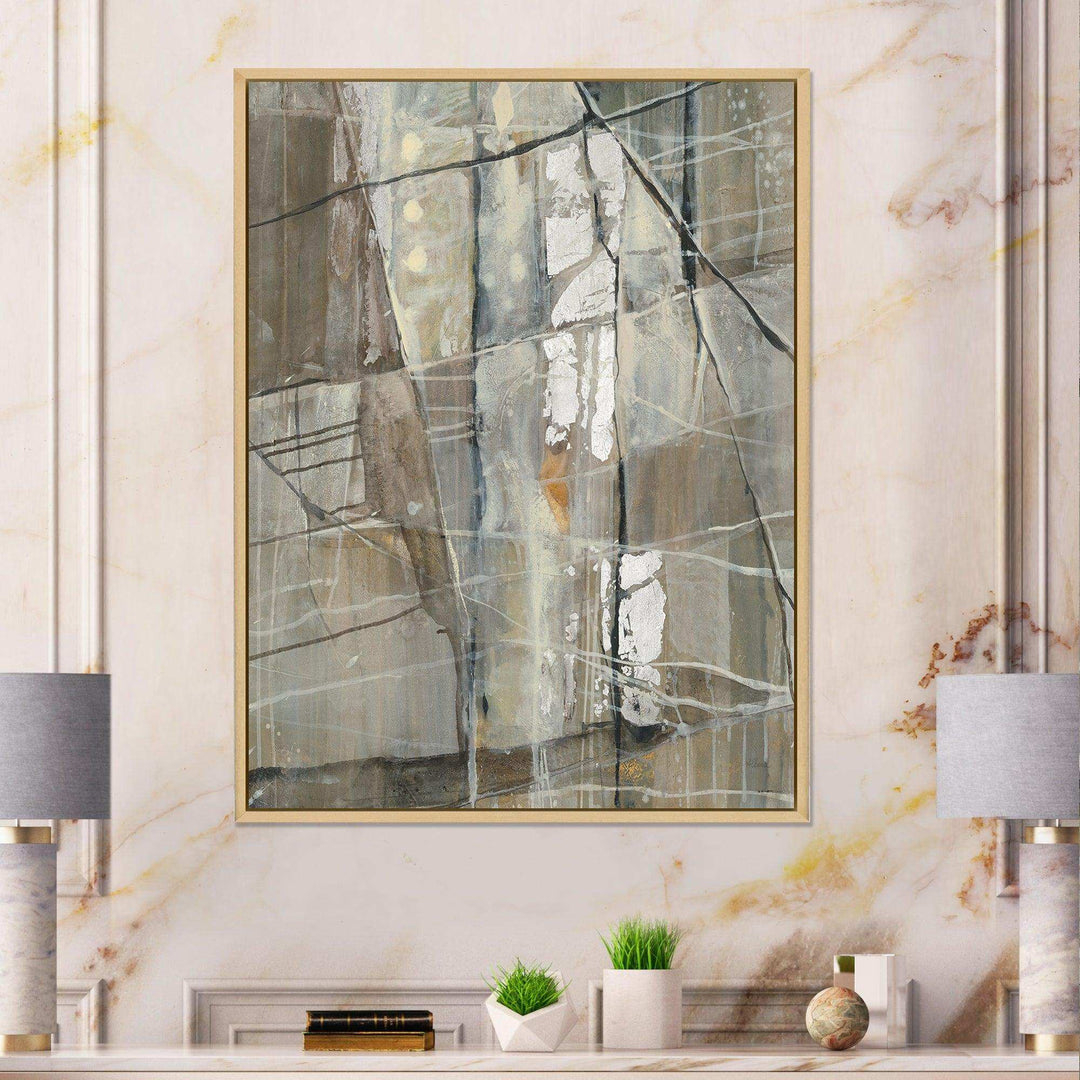 Grey Silver Geometric Composition - Modern Living Room Wall Decor