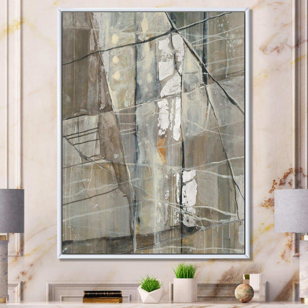 Grey Silver Geometric Composition - Modern Living Room Wall Decor