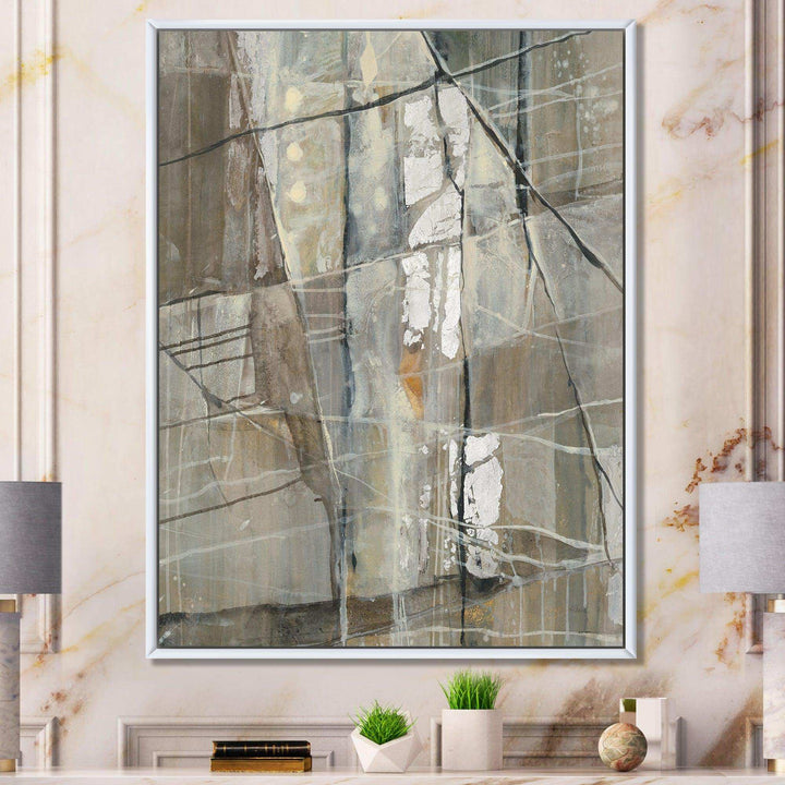 Grey Silver Geometric Composition - Modern Living Room Wall Decor