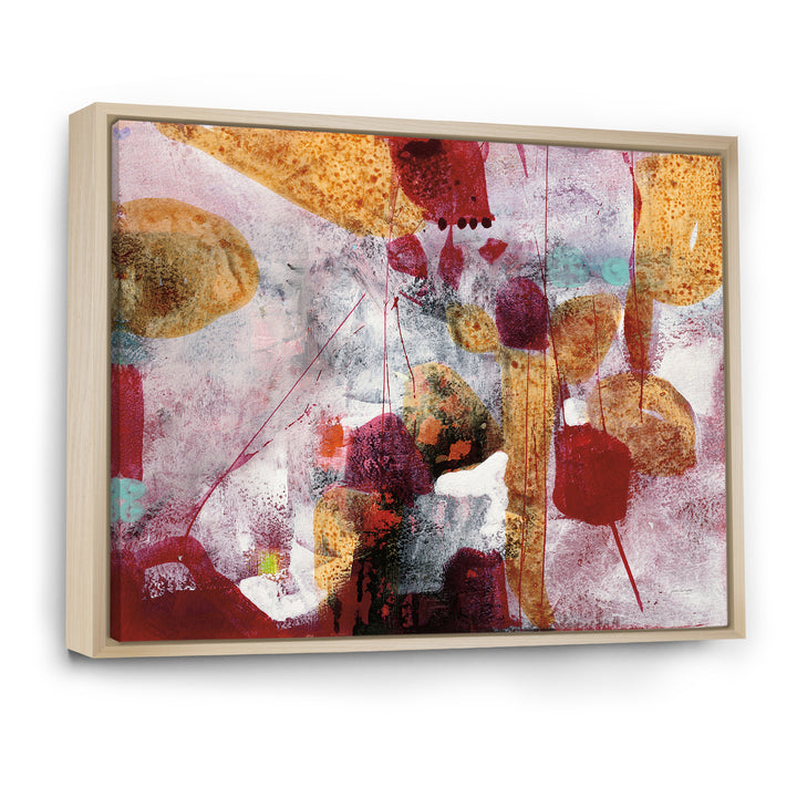 Abstract Watercolor with Red and Yellow Framed Canvas Matte White - 1.5" Thick