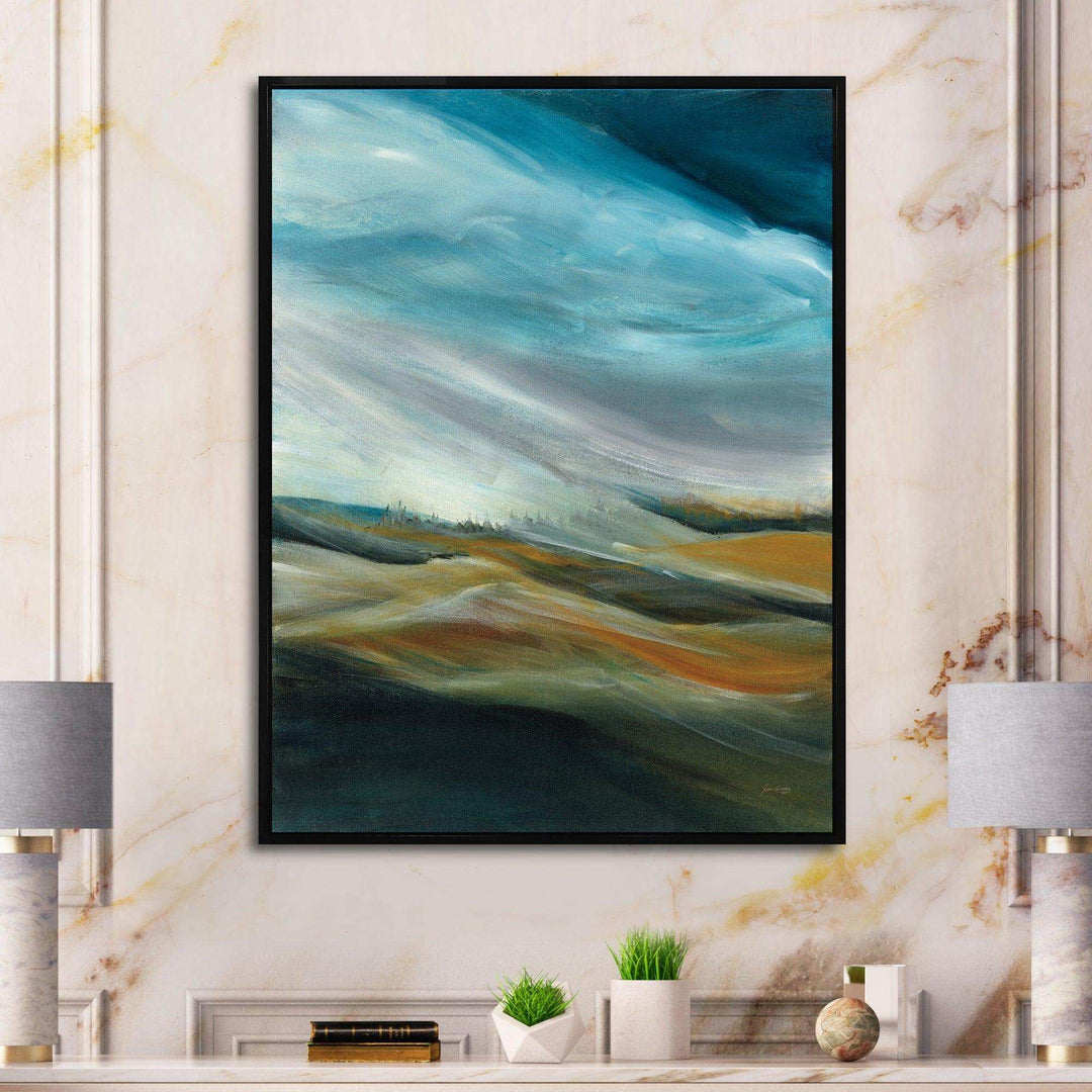 Watercolor Desert Storm Abstract Blue - Farmhouse Wall Art Prints