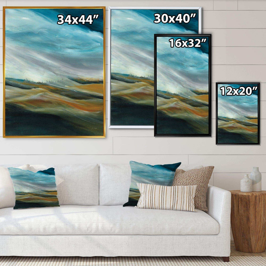 Watercolor Desert Storm Abstract Blue - Farmhouse Wall Art Prints