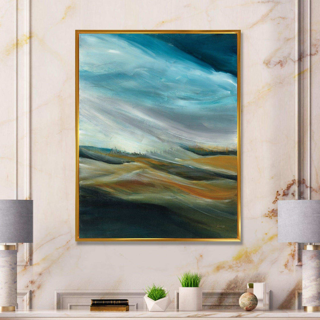 Watercolor Desert Storm Abstract Blue - Farmhouse Wall Art Prints