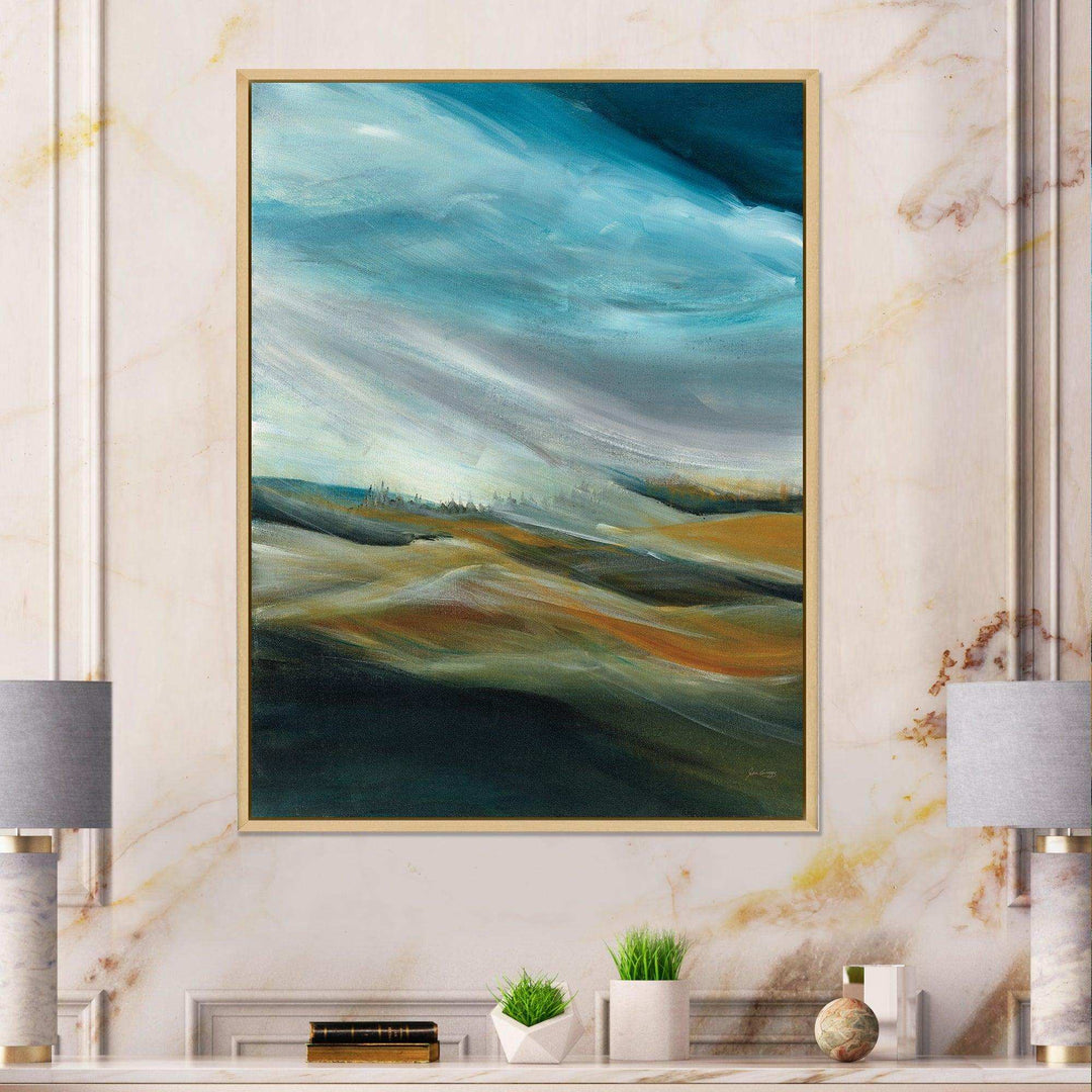 Watercolor Desert Storm Abstract Blue - Farmhouse Wall Art Prints