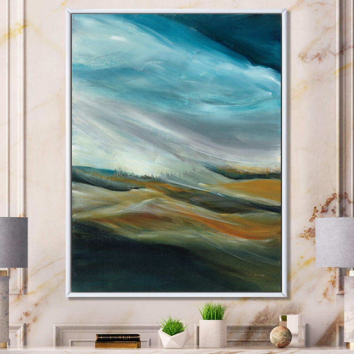 Watercolor Desert Storm Abstract Blue - Farmhouse Wall Art Prints