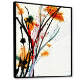 Abstract Orange Flowers Framed Canvas Vibrant Black - 1.5" Thick