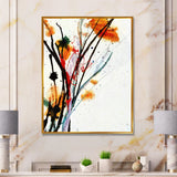 Abstract Orange Flowers Framed Canvas Vibrant Gold - 1.5" Thick