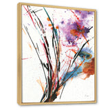 Abstract Purple and Blue Flowers Framed Canvas Matte White - 1.5" Thick