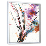 Abstract Purple and Blue Flowers Framed Canvas Matte White - 1.5" Thick