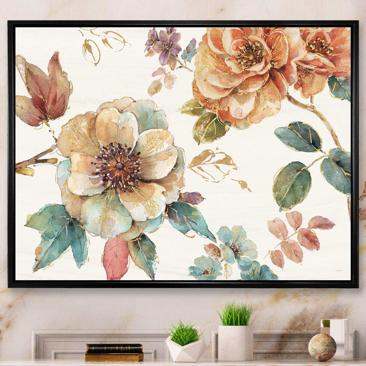 Orange and Cream Cottage Flowers Twig