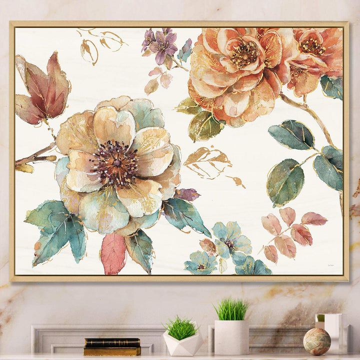 Orange and Cream Cottage Flowers Twig