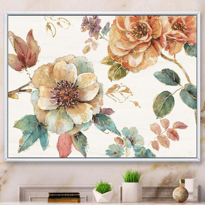 Orange and Cream Cottage Flowers Twig