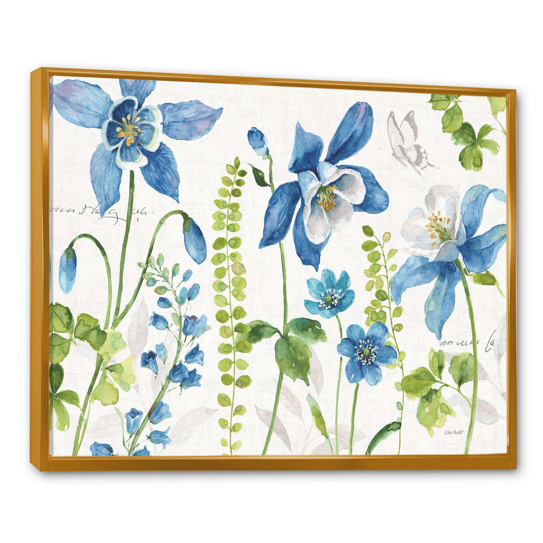 Bluebell and Columbine Wild Flowers with Butterfly