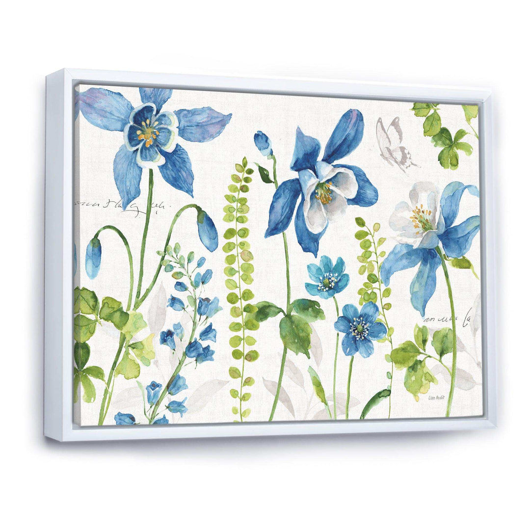 Bluebell and Columbine Wild Flowers with Butterfly