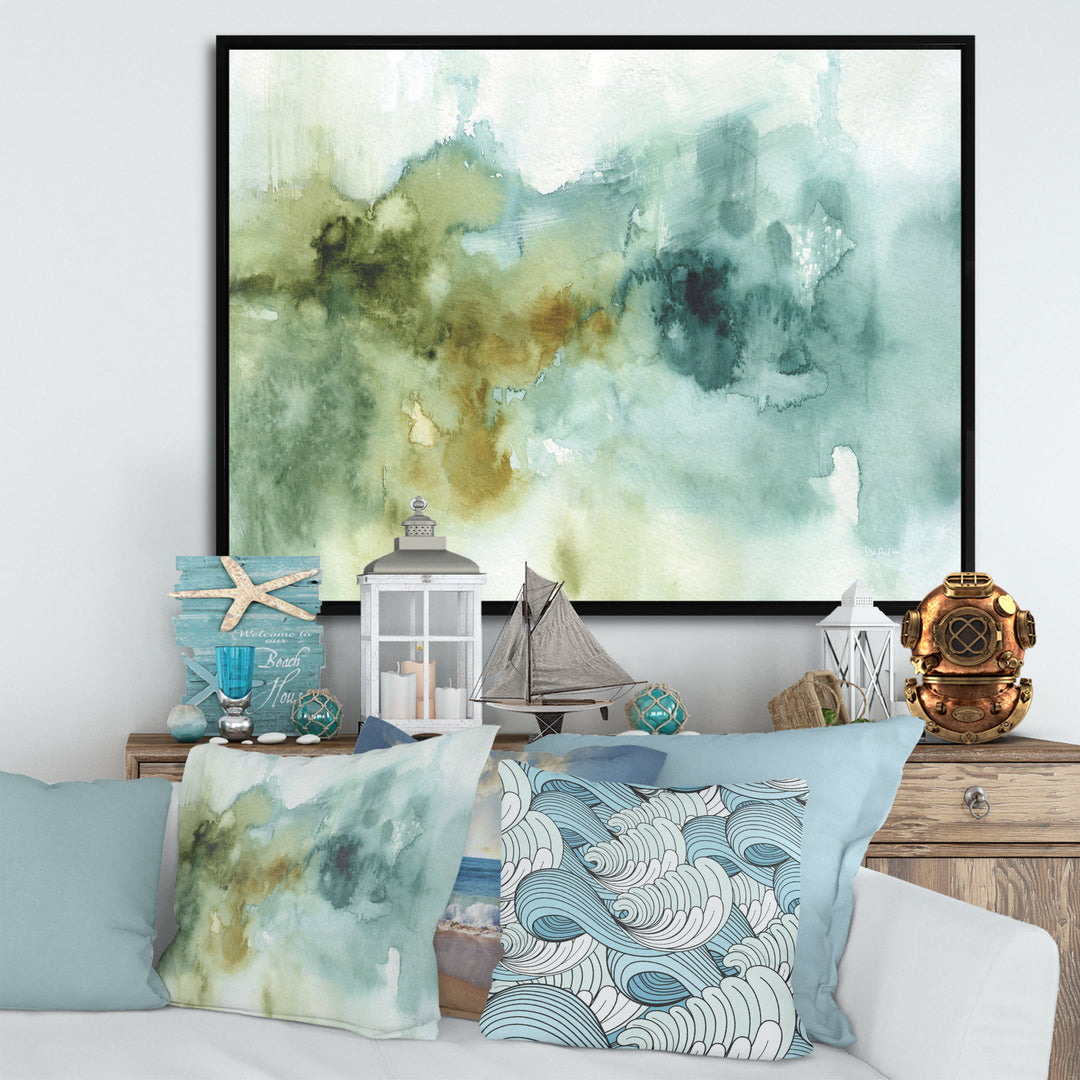 Abstract Watercolor Green House Framed Canvas Vibrant Black - 1.5" Thick