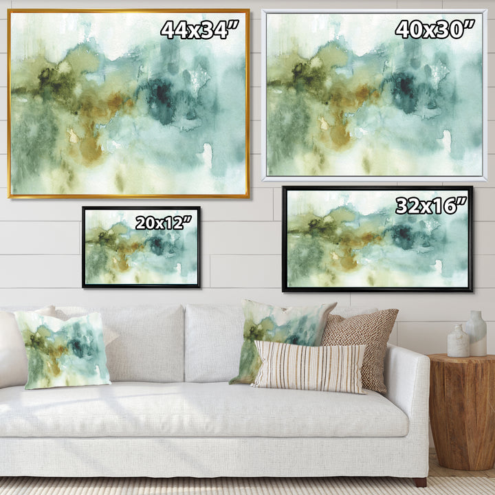 Abstract Watercolor Green House Framed Print Matte White - 1.5" Width