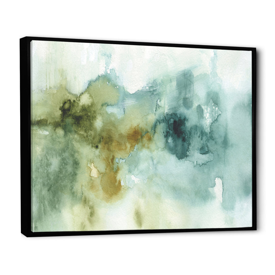 Abstract Watercolor Green House Framed Canvas Vibrant Black - 1.5" Thick