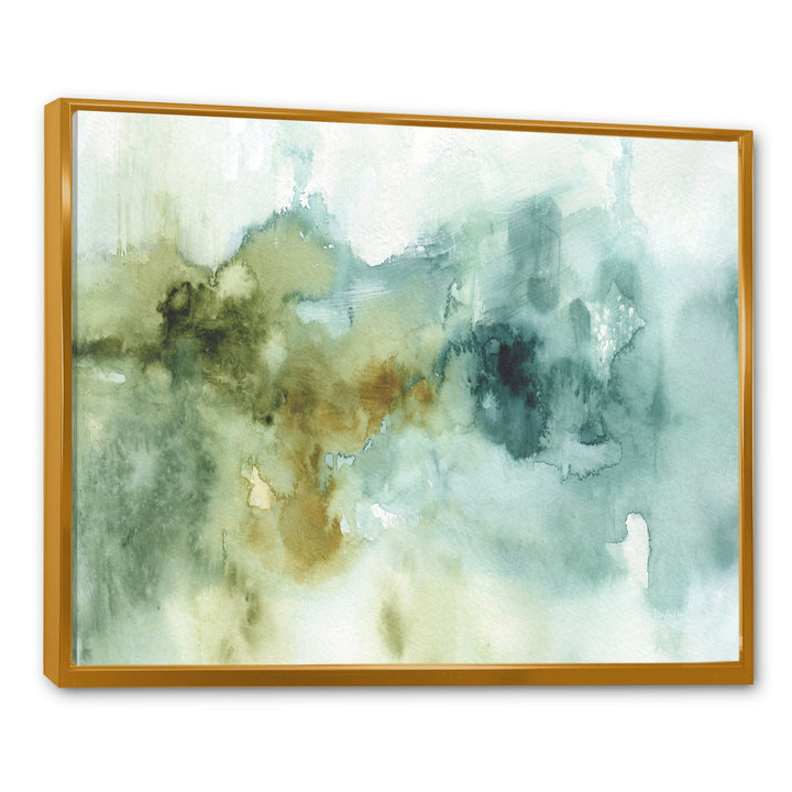 Abstract Watercolor Green House Framed Canvas Vibrant Gold - 1.5" Thick