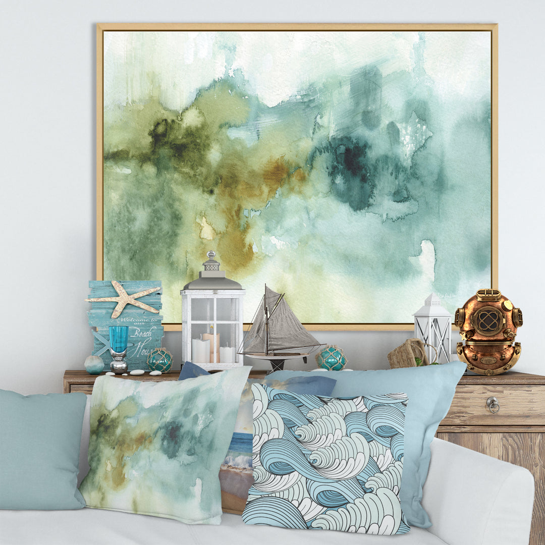 Abstract Watercolor Green House Framed Canvas Matte White - 1.5" Thick