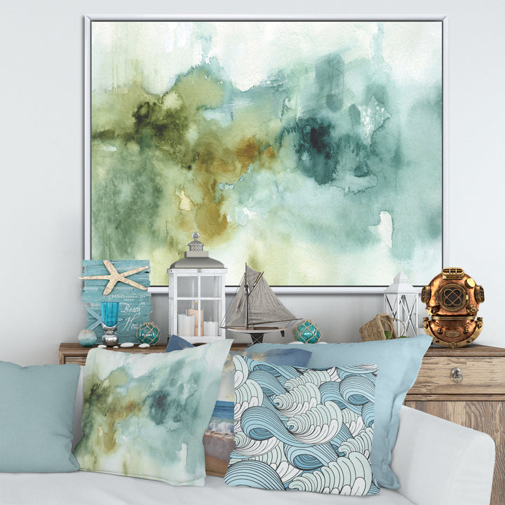 Abstract Watercolor Green House Framed Canvas Matte White - 1.5" Thick