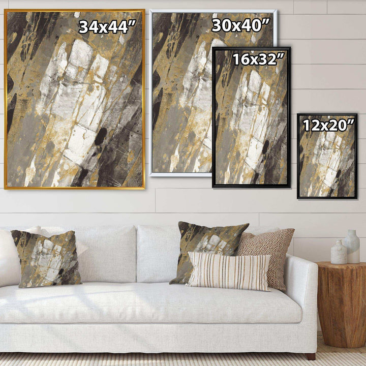 Gold, Black and White Hanpainted Abstract - Traditional Wall Art Prints